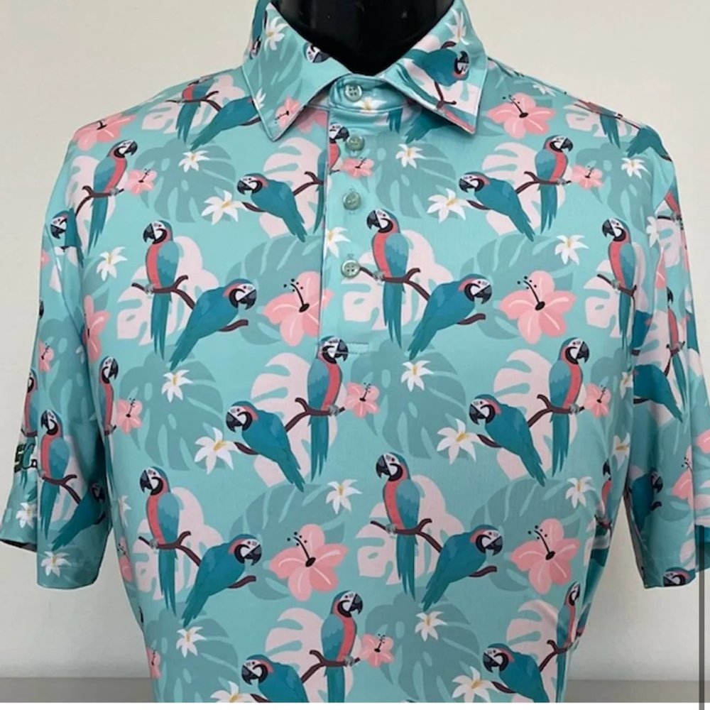 CS Mint Parrot Print Polo